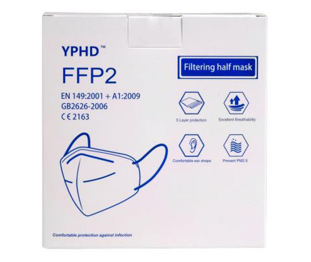 Zestaw 4 masek YPHD, poziom ochrony FFP3, pakowane pojedynczo, CE