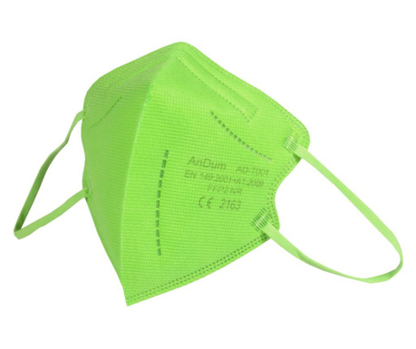 Zielona maska FFP2, dla dzieci, 5 warstw, zgodna z CE 2163, pakowana pojedynczo