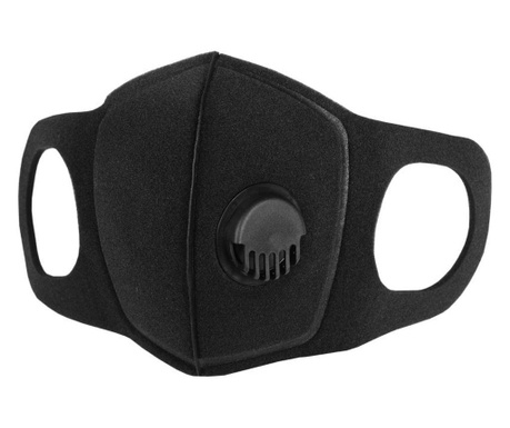 Czarna maska wielokrotnego użytku, zmywalna, z zaworem/kapturkiem