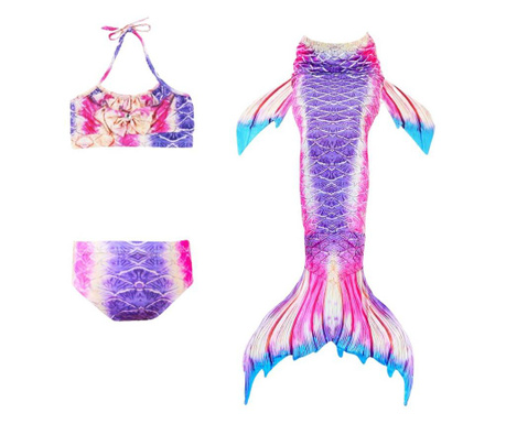 3-częściowy komplet strój kąpielowy Syrenka, kolorowy, 130 cm