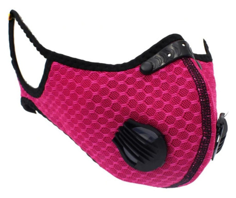 Różowa maska ochronna, nowoczesny wygląd, sport, z filtrem węglowym, 2 zawory