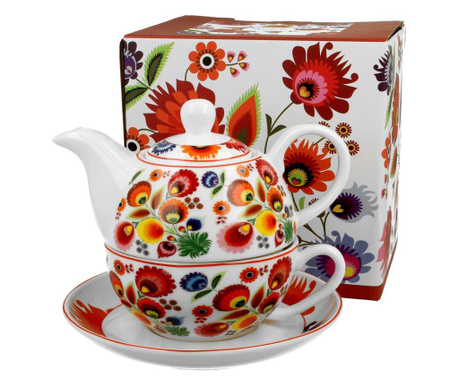 Posuda za čaj i tanjurić Ethno Collection - Lowicz 350 ml