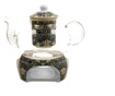Ceainic cu infuzor de ceai si incalzitor Duo, William Morris - Strawberry Thief Blue, portelan, multicolor, 1 L