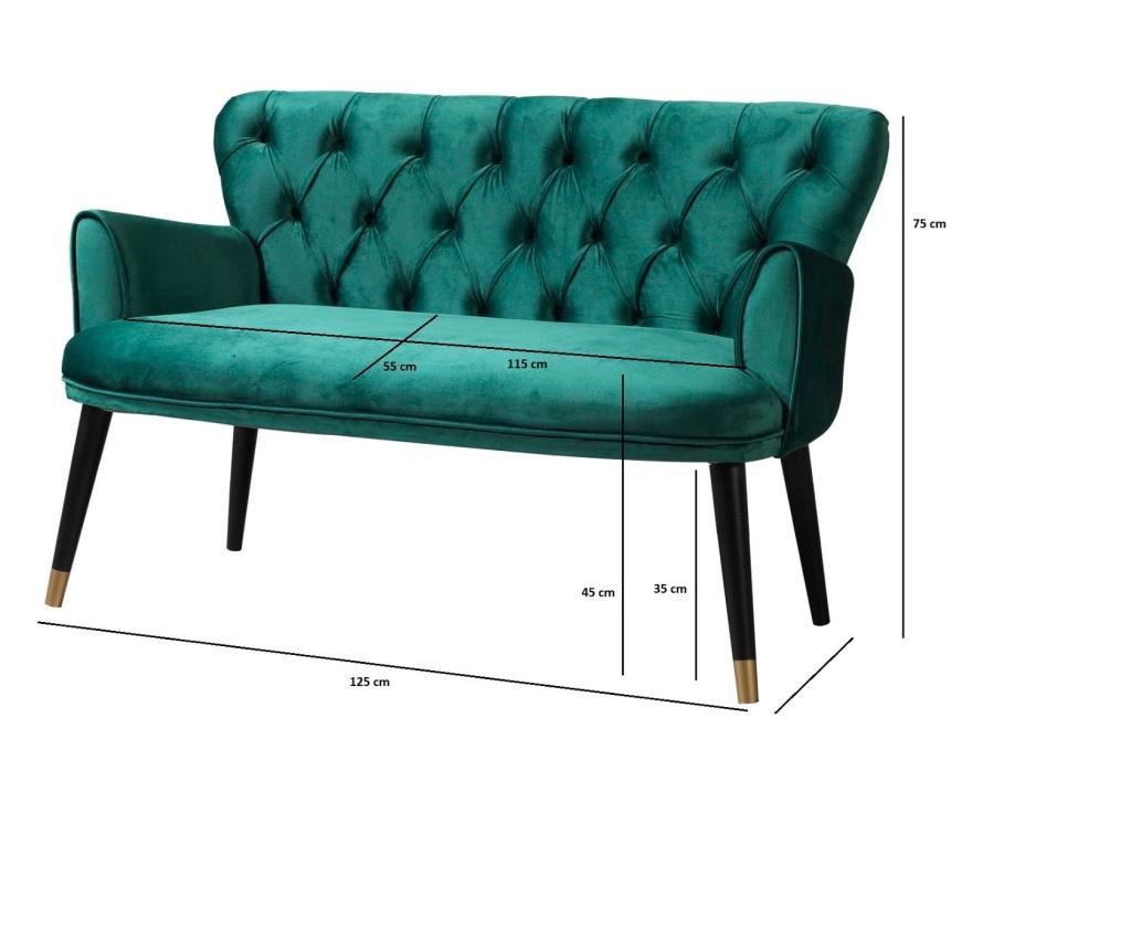 Canapea 2 locuri Pandia Home, verde, 125x60x75 cm - 5