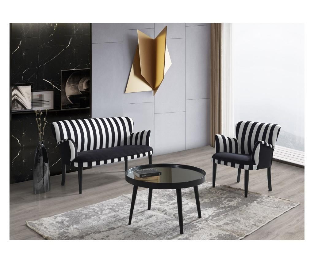 Canapea 2 locuri Pandia Home, negru/alb, 125x60x75 cm - 3