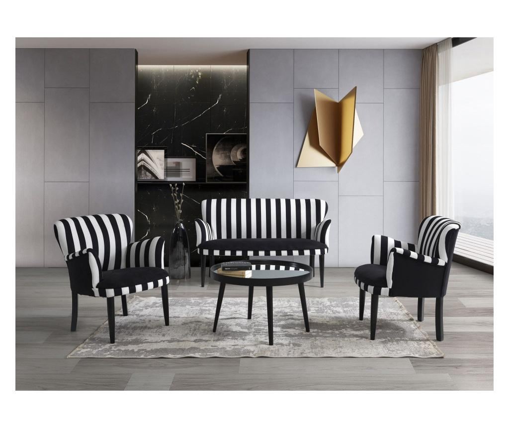 Canapea 2 locuri Pandia Home, negru/alb, 125x60x75 cm - 4