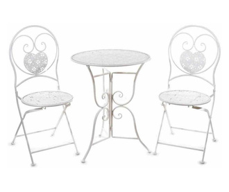 Set od 2 sklopive stolice i 1 stola od bijelog željeza 41x49x94 cm