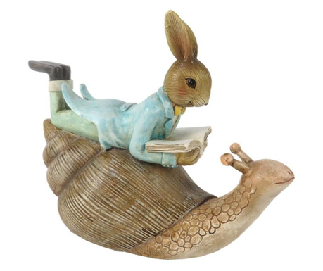 Фигурка на зайче Великден с охлюв От Полирезин 16x8x14 См