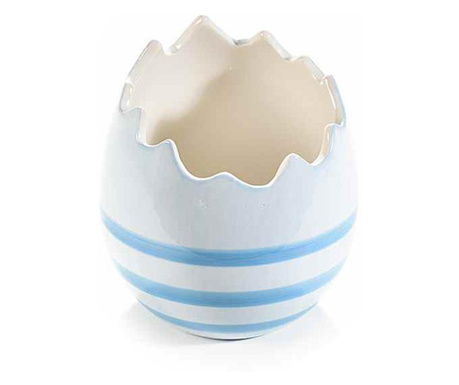 Plavo keramičko ukrasno jaje 11x12 cm