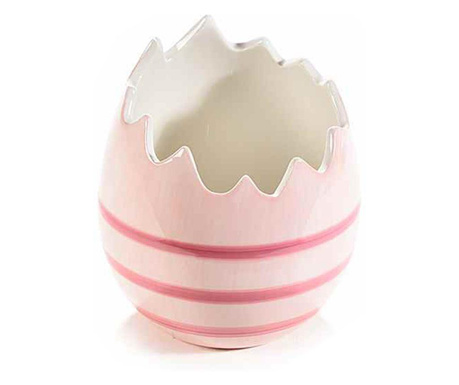 Ružičasto keramičko ukrasno jaje 11x12 cm