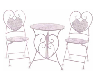 Set od 2 sklopive stolice i 1 ružičastog željeznog stola 42x49x93 cm