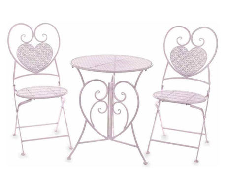 2 db összecsukható székből és 1 db rózsaszín vas asztalból álló készlet 42x49x93 cm