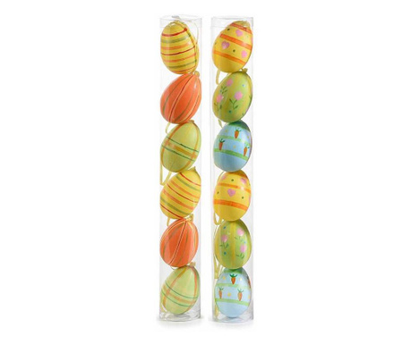 Set 12 dekorativnih raznobarvnih plastičnih jajc 53D 4x6 cm