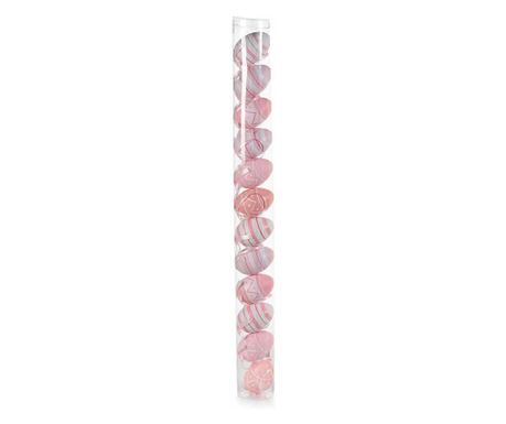 Set od 12 ružičastih plastičnih ukrasnih jaja 4 cm x 6 cm