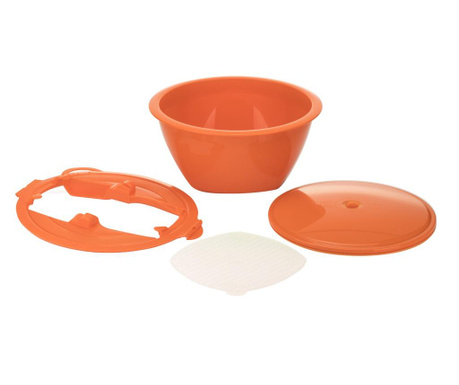 Бьорнер Мултимейкър комплект за салата - купа, капак, цедка и приставка за ренде - пълноцветна - оранжева