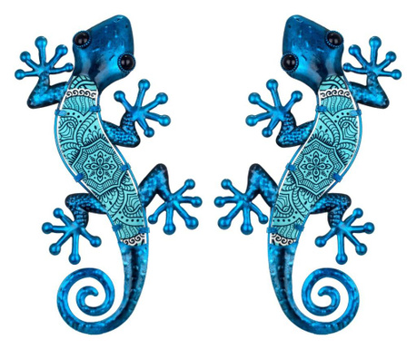 Set 2 decoratiuni Signes Grimalt, Tropical, metal, 36x17x1 cm, albastru