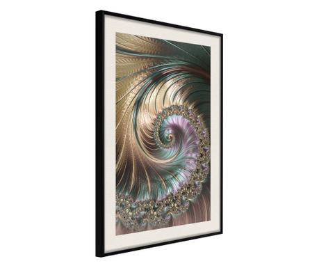 Poster Artgeist - Iridescent Spiral - Crni okvir s paspartuom - 20 x 30 cm