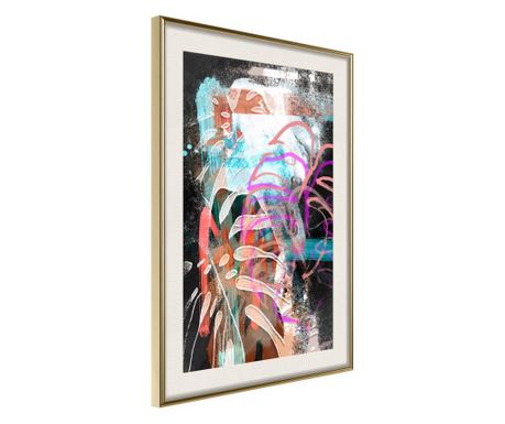 Poster Artgeist - Disco Leaves - Zlatni okvir s paspartuom - 20 x 30 cm