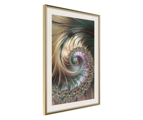 Poster Artgeist - Iridescent Spiral - Zlatni okvir s paspartuom - 20 x 30 cm