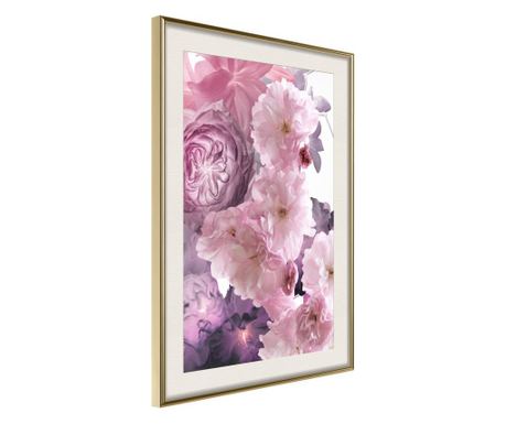 Poster Artgeist - Pink Bouquet - Zlatni okvir s paspartuom - 20 x 30 cm