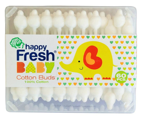 Памучни пъпки Happy Fresh за уши за бебета и деца, кутия 60 бр.
