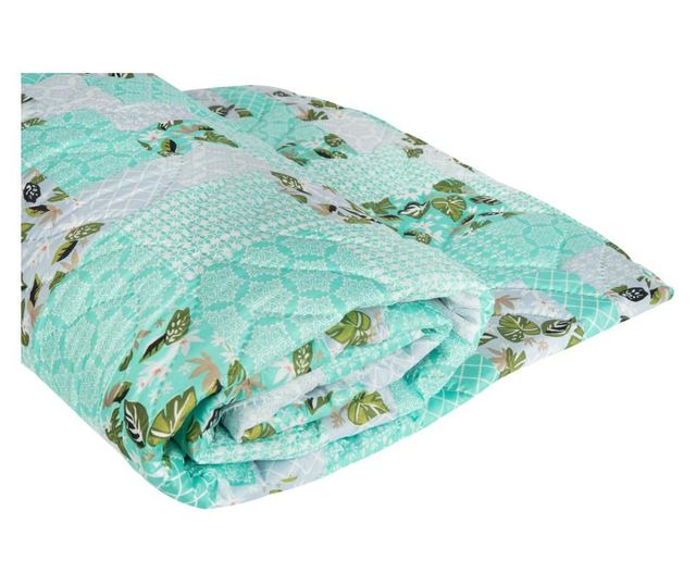 Ватирана възглавница Ultrasleep Green Flowers Somnart, 200x220 cm, 250 g, микрофибър, може да се пере при 40°C