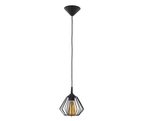 KENITRA Lampă Suspendată Industrială Neagră - Cadru Negru, Abajur Negru LOFT