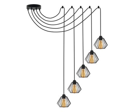 DIORO L5 Fekete Póklámpa - Fekete Keret, Fekete Búrák - LOFT