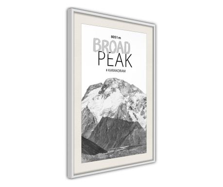 Poster Artgeist - Peaks of the World: Broad Peak - Bijeli okvir s paspartuom - 20 x 30 cm