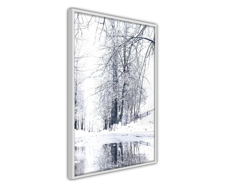 Faldekoráció - snowy park - fehér keret - 20 x 30 cm