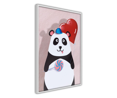 Faldekoráció - happy panda - fehér keret - 20 x 30 cm
