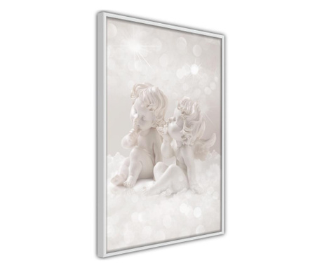 Faldekoráció - cute angels - fehér keret - 20 x 30 cm