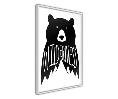 Faldekoráció - wild bear - fehér keret - 20 x 30 cm