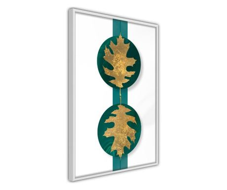 Faldekoráció - gilded oak leaves - fehér keret - 20 x 30 cm