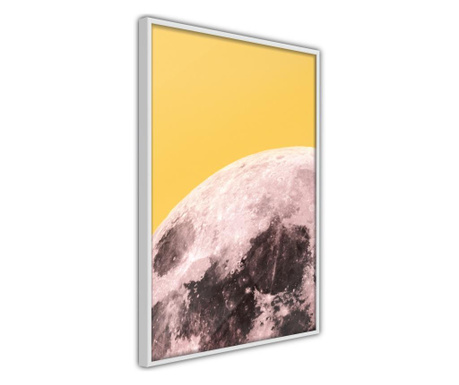 Faldekoráció - pink moon - fehér keret - 20 x 30 cm