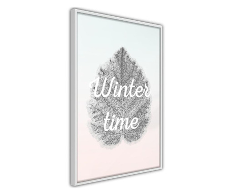 Faldekoráció - winter leaf - fehér keret - 20 x 30 cm