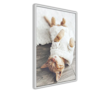 Faldekoráció - kitten life - fehér keret - 20 x 30 cm