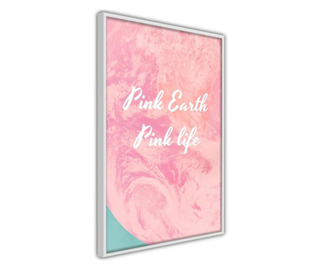 Faldekoráció - pink life - fehér keret - 20 x 30 cm