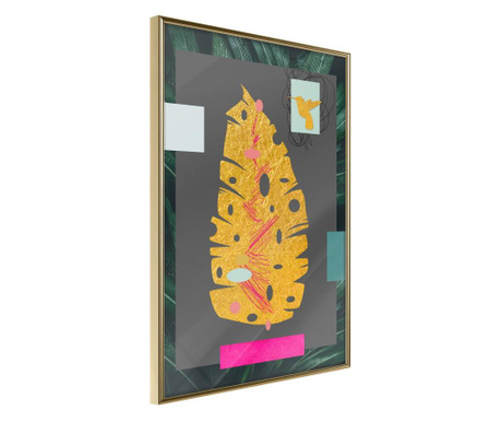 Faldekoráció - botanical treasure - arany keret - 30 x 45 cm