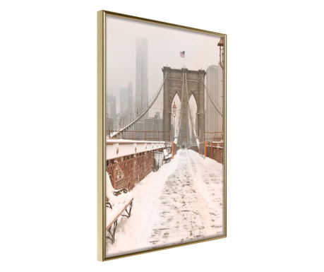 Poster Artgeist - Winter in New York - Zlatni okvir - 30 x 45 cm