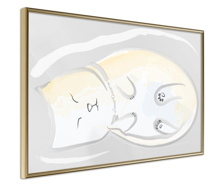Poster Artgeist - Happy Kitty - Zlatni okvir - 45 x 30 cm