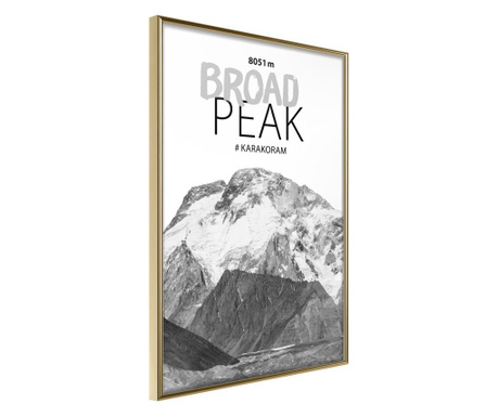 Poster Artgeist - Peaks of the World: Broad Peak - Zlatni okvir - 30 x 45 cm