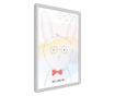 Faldekoráció - polite bunny - fehér keret - 20 x 30 cm