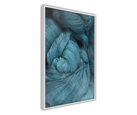 Faldekoráció - blue skein - fehér keret - 20 x 30 cm