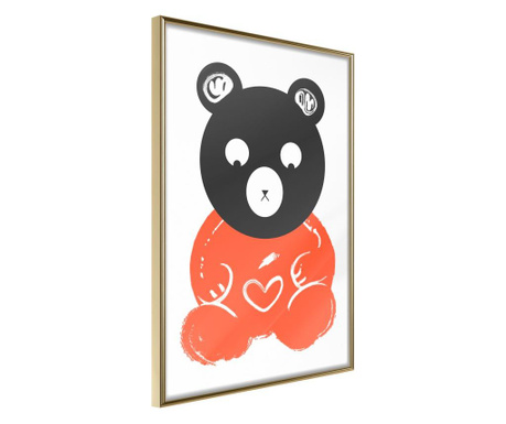 Poster Artgeist - Teddy Bear in Love - Zlatni okvir - 30 x 45 cm