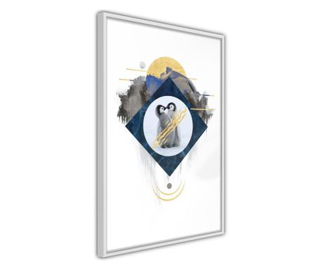 Faldekoráció - little penguins - fehér keret - 20 x 30 cm