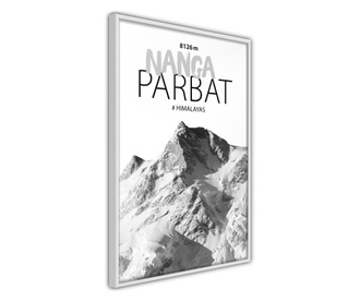 Faldekoráció - peaks of the world: nanga parbat - fehér keret - 20 x 30 cm