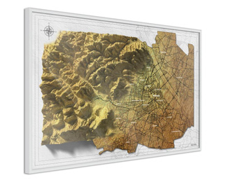 Faldekoráció - raised relief map: vienna - fehér keret - 30 x 20 cm