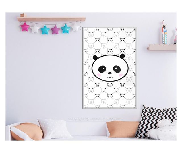 Faldekoráció - panda and friends - fehér keret - 20 x 30 cm