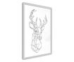 Faldekoráció - minimalist deer - fehér keret - 20 x 30 cm
